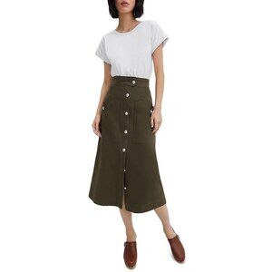 Veronica Beard Womens Larsen Embellished Mid Calf Shirtdress - S / White/Army